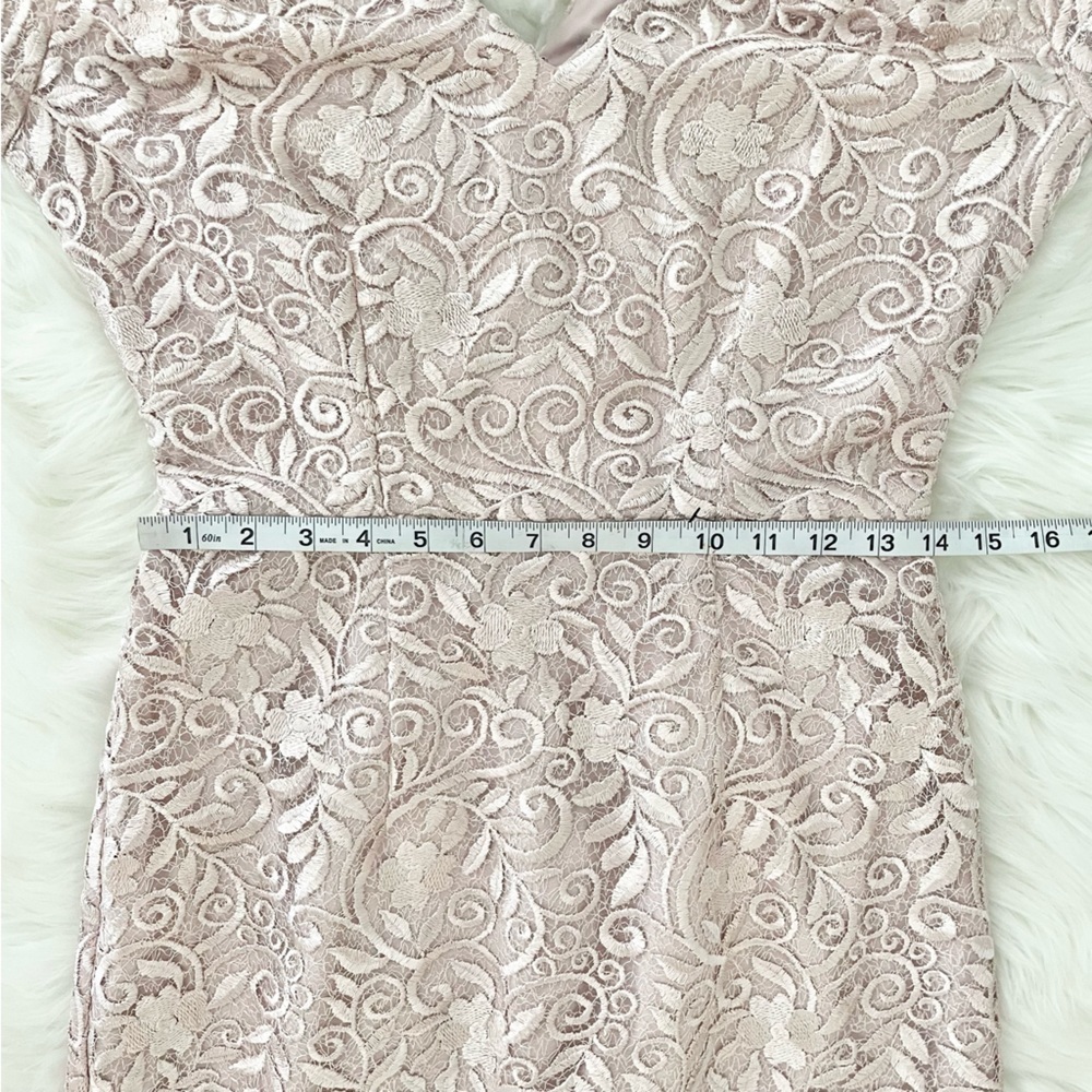 JS COLLECTIONS RIVER PUFF SLEEVE COLUMN GOWN NEW Size 4 Blush - Picture 5 of 15